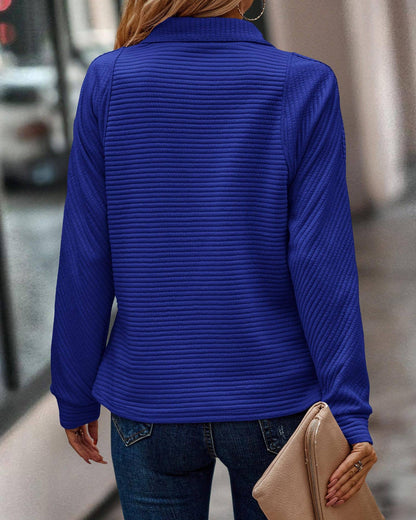 Snake-bone patterned stand-up collar sweatshirt: BLUE