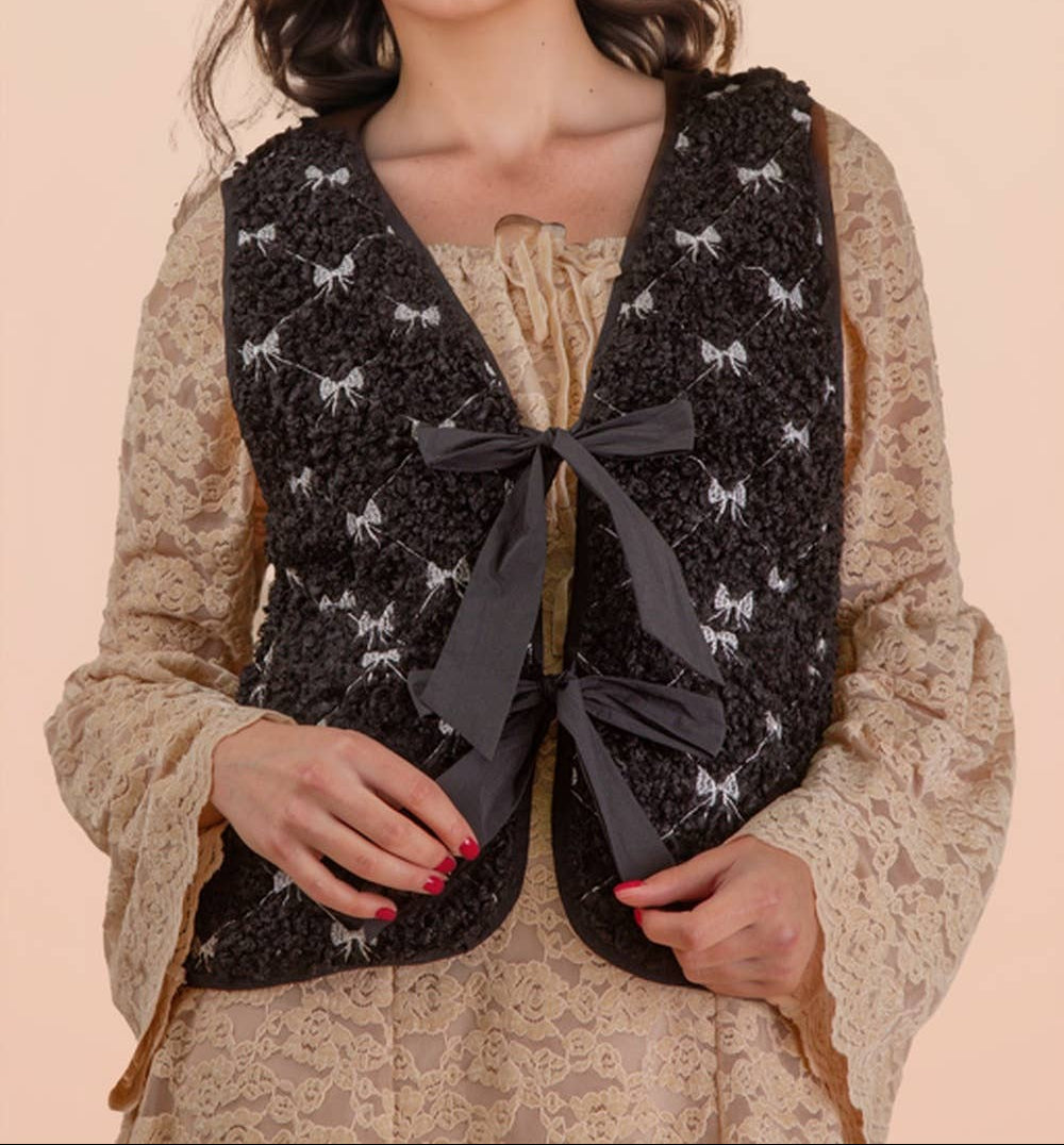 Sweet Bow Sherpa Vest
