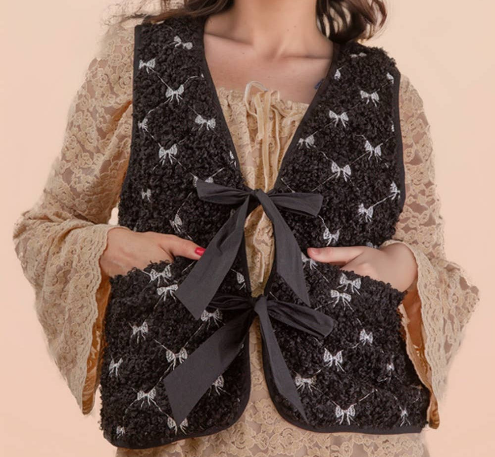 Sweet Bow Sherpa Vest