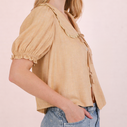 Sweet Caroline Eyelet Tie Blouse