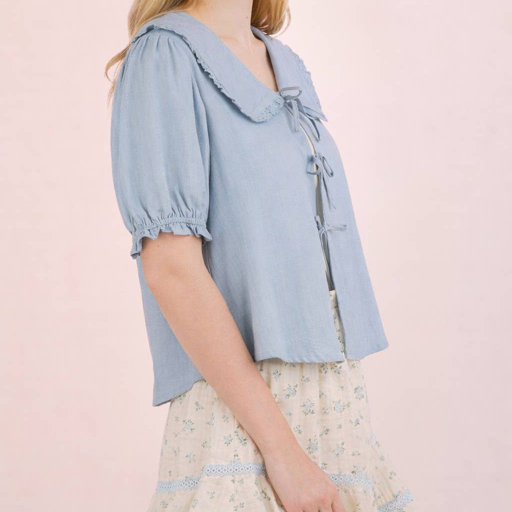 Sweet Caroline Eyelet Tie Blouse