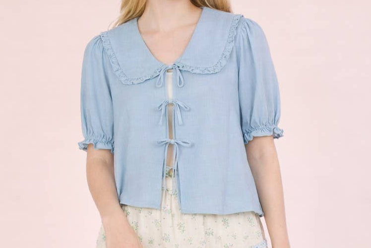 Sweet Caroline Eyelet Tie Blouse