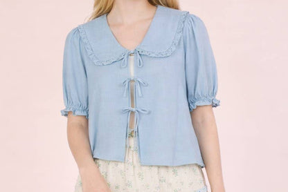 Sweet Caroline Eyelet Tie Blouse