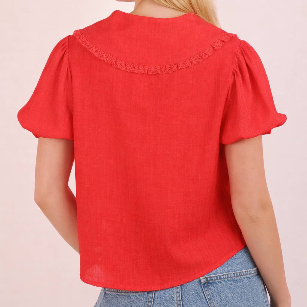 Sweet Caroline Eyelet Tie Blouse
