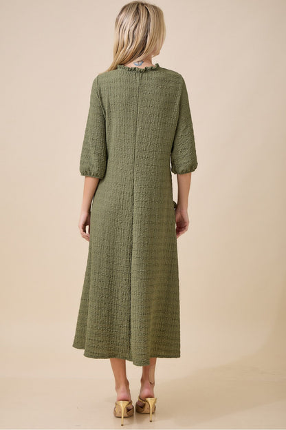 Textured A-Line Dress with Pockets