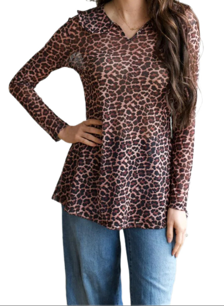 Wild at Heart Collared Mesh Top