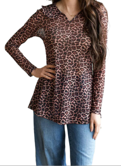 Wild at Heart Collared Mesh Top