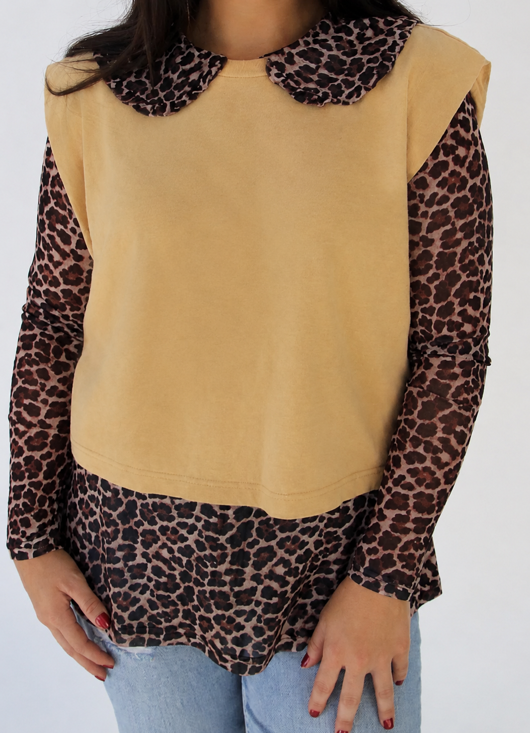 Wild at Heart Collared Mesh Top