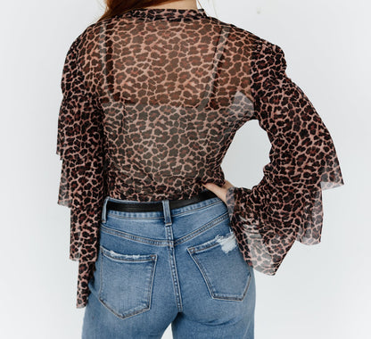 Wildly Chic Ruffle Mesh Top