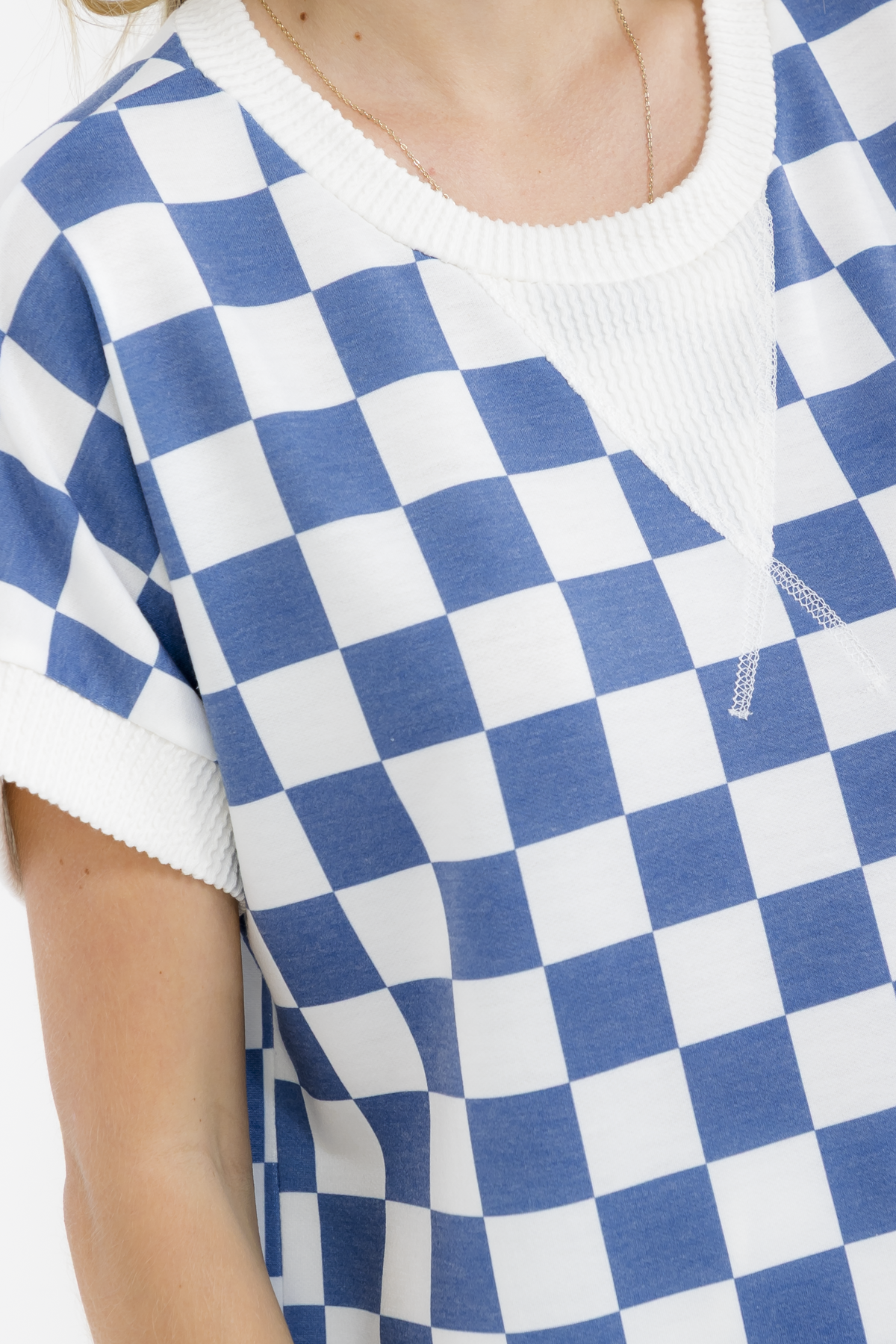 Checkered Print Short Sleeve Top