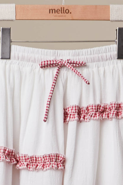 Gingham Lace Ruffle Skirt