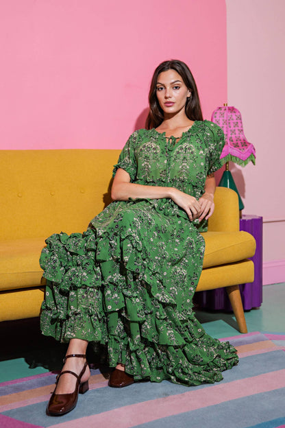 Garden Muse Ruffle Set | Puff Sleeve Top & Tiered Skirt