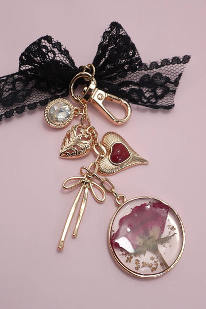 Floral & Bow Heart Bag Charm Collection