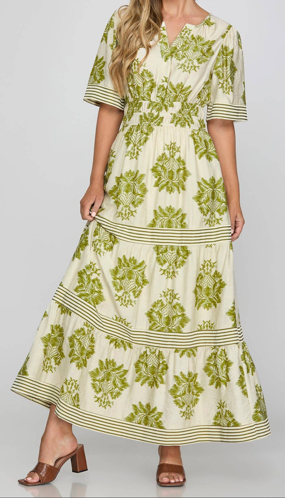 Print Tiered Maxi Dress