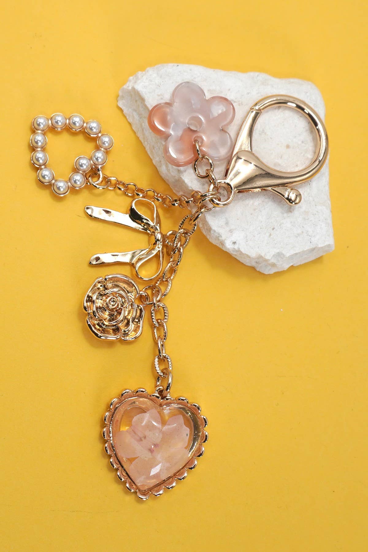 Floral & Bow Heart Bag Charm Collection